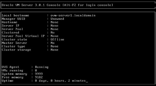 OVM Server: Console
