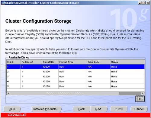 Clusterware Storage