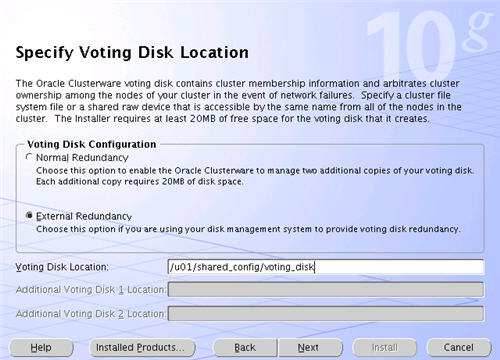 Clusterware Voting Disk Location