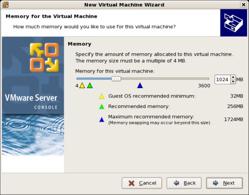 New Virtual Machine Wizard Memory