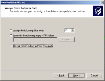 New Partition Wizard Drive Letter