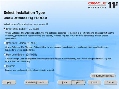 Database Installation Type