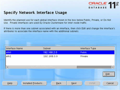 Clusterware Network Interface Usage