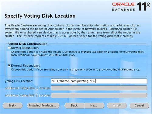 Clusterware Voting Disk Location