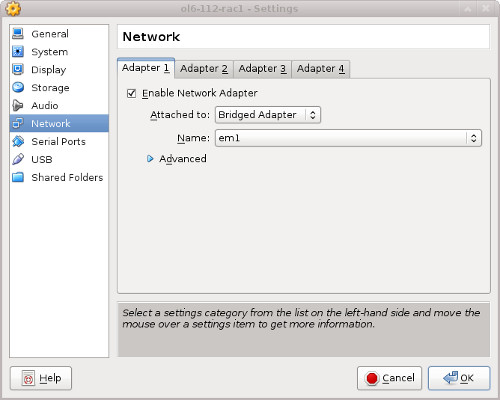 VirtualBox - Network Adapter 1