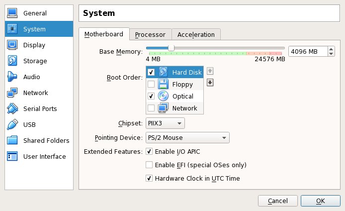 VirtualBox - System Settings