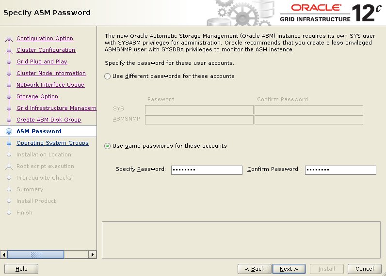 Grid - Specify ASM Password