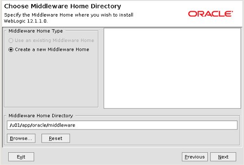 Choose Middleware Home Directory
