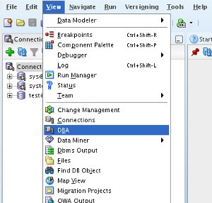 sql developer oracle data wizards pump icon menu dba base connection connections select