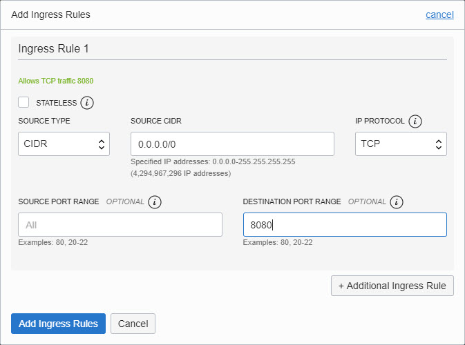 Oracle Cloud Infrastructure : Add Ingress Rules