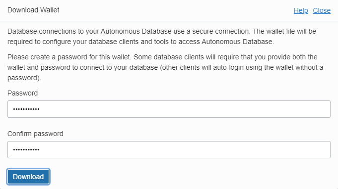 Autonomous JSON Database (AJD) : Download Credentials