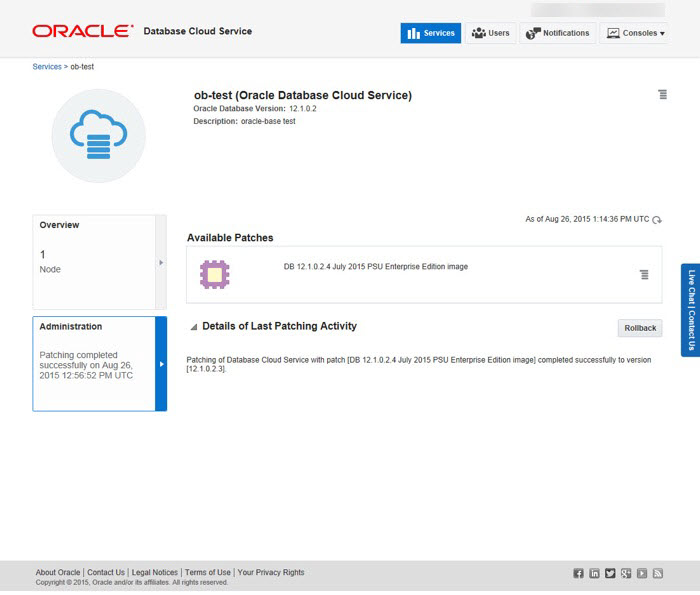 Oracle Cloud : Patch Complete